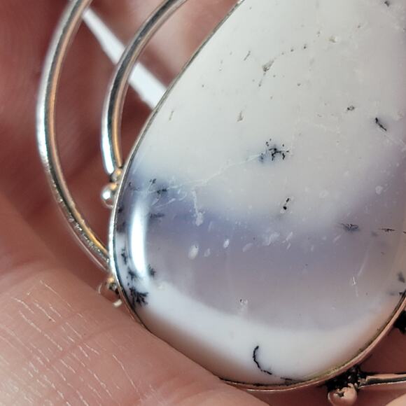 Handmade Pendant with Dendritic Opal & Smoky Quartz – Sterling Silver Setting - Picture 9 of 10